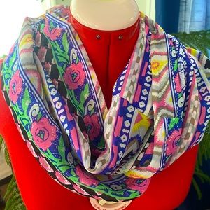 Cute infinity scarf! Bold floral and Aztec design, about 60in around